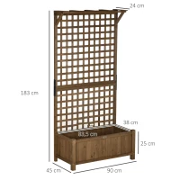 Outsunny Verhoogde plantenbak met trellis en dak, bloembak, bloemenbed, weerbestendig, hout, 90 x 45 x 183 cm, Bruin(m-3)