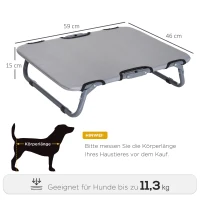 PawHut Lit pour Chien d'Extérieur Lit Pliable pour Animaux de Compagnie Lit pour Chien de Haute Qualité en Métal et Tissu Oxford Gris 59 x 46 x 15 cm(m-3)
