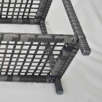 Outsunny Garten Beistelltisch rechteckiger Couchtisch aus PE-Rattan mit gehärteter Glasplatte Maße 80L x 30B x 40H cm Grau(m-5)