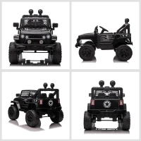 HOMCOM Elektrisches 4x4 Kinderauto 12V mit Fernbedienung, Scheinwerfern und Hupe - 3-6 Jahre - schwarz(m-4)