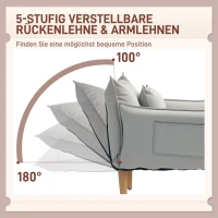 HOMCOM 2-in-1 Verstelbare Loungefauteuil, Vloersofa met Kussen, Gepolsterde Stoel, voor Woonkamer, Slaapkamer, Lichtgrijs(m-6)