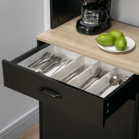 HOMCOM Hochbuffet im industriellem Design mit Multi-Aufbewahrung - 3 Türen mit Regal, Schublade, Nische, großer Teller - Schwarzes Metall(m-5)