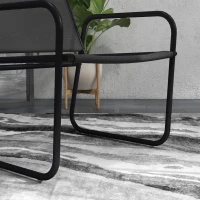 Outsunny Gartenmöbel-Set 3-teilig, 2 Sessel 1 runder Tisch, Stahl und Mesh-Gewebe, Grau(m-4)