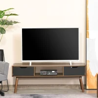 HOMCOM TV-Möbel TV-Bank mit Aufbewahrung für Bildschirme bis zu 50 Zoll TV-Ständer aus Holz für Wohnzimmer Schlafzimmer Nussbaumoptik(m-2)