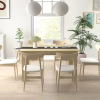 HOMCOM Esstisch für 6 Personen in natürlicher Eichenholzoptik und Schwarz, Maße 140L x 90B x 75H cm(m-4)