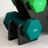 SPORTNOW Ensemble d'haltères avec support de rangement, ensemble de 6 haltères pour entraînement fitness, 2 x 1kg, 2 x 3kg, 2 x 5kg(m-5)