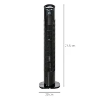 HOMCOM Moderne Säulenventilator 3 Geschwindigkeiten mit 70° Oszillation Griff Leistung 50W Ø 20 x 78,5 cm Schwarz(m-3)