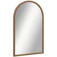 HOMCOM Wandspiegel Bogenform, 110 x 65 cm Holzrahmen, Bogenförmiger Spiegel für Wohnzimmer, Schlafzimmer, Eingangsbereich, Dunkelbraun