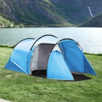 Outsunny Tente de Camping, Tente Instantanée pour 2-3 Personnes, Vestibule & Zone de Sommeil, Imperméable, 426 x 206 x 154 cm, Bleu clair(m-2)