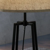 HOMCOM Stehlampe 2 Regale E27 Lampenfassung 40 W Zugschalter Lampenschirm Stoff 42 x 42 x 166 cm Schwarz Braun(m-4)