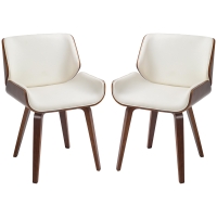 HOMCOM Set mit 2 Vintage-Dining-Stühlen, Sitz aus Kunstleder 51,5 x 53 x 79,5 cm weiß braun