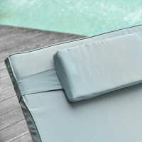 Outsunny Chaise longue double en rotin poly pour 2 personnes avec auvent de soleil Transat de jardin en acier polyester Gris 196 x 137 x 36,5 cm(m-4)