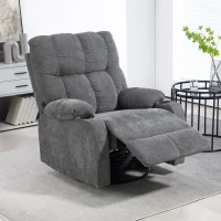 HOMCOM Fauteuil relaxant avec repose-pieds, fauteuil inclinable, pivotant, jusqu'à 150 kg, cadre en acier, 88x96x108 cm, Gris foncé(m-2)