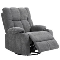 HOMCOM Fauteuil relaxant avec repose-pieds, fauteuil inclinable, pivotant, jusqu'à 150 kg, cadre en acier, 88x96x108 cm, Gris foncé