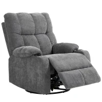 HOMCOM Fauteuil relaxant avec repose-pieds, fauteuil inclinable, pivotant, jusqu'à 150 kg, cadre en acier, 88x96x108 cm, Gris foncé(m-1)
