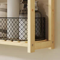 HOMCOM Etajeră de Baie cu 3 Rafturi Reglabile pe 5 Nivele, Dulap de Depozitare din Bambus, 60x15x50 cm, Lemn Natural(m-9)