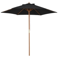 Outsunny Parasol, Parasol de Jardin, 3 Niveaux, Protection Solaire, Bambou 180/㎡ Polyester, Noir, Ø2,5 x 2,3 m