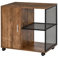 HOMCOM Druckerständer - Büroorganizer - Schrankfach, 2 Fächer, große Ablage - Partikelfaserplatten in Holzoptik und schwarzem Metall