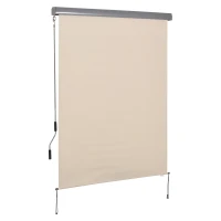 Outsunny Store latéral, Store de balcon, résistant aux intempéries, mécanisme à ressort, 200 cm x 140 cm, Blanc crème(m-6)