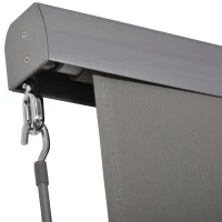 Outsunny Marquise Verticale Marquise de Balcon Brise-Vent Store Latéral Pare-Vue avec Manivelle Tissu en Polyester + Aluminium Gris 250 x 160 cm(m-5)