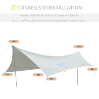 Outsunny Regenschutzplane Sonnensegel Campingplane 5,55L x 5,5B m mit Zwei Hardcore Polyestergewebe High-Density 190T wasserdicht UV-beständig Leicht und Einfach zu Transportieren Grau(m-4)