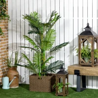 HOMCOM Plante Artificielle, Palmier Artificiel, inclus Pot; 19,5 cm x 19,5 cm x 150 cm, Vert + Noir(m-2)