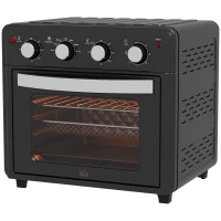 HOMCOM Mini Four, Friteuse à Air Chaud, 90-230° C, 7 Programmes, Accessoires, Noir(m-1)