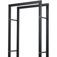 HOMCOM Étagère à bois de chauffage en métal, 40 x 25 x 150 cm, support à bûches pour intérieur & extérieur, support à bois de chauffage, noir(m-5)