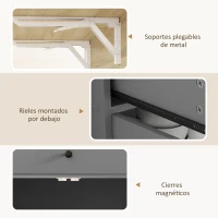 HOMCOM Isla de Cocina con Ala Abatible 2 Puertas Cajón Especiero Toallero y Estante Ajustable 106x42x87 cm Gris y Roble(m-8)