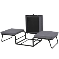 HOMCOM Lit d'appoint pliable, Tabouret 2-en-1, Hauteur de la tête réglable, Polyester+Acier+Mousse, Gris, 192 x 68 x 37 cm(m-1)