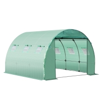 Outsunny Vervangfolie voor 3x3x2 m Kas, Stevig, Scheurbestendig, 6 Ramen, Deur, Groen