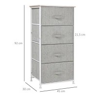 HOMCOM Kommode aus Stoff, Aufbewahrungsmöbel mit 4 Schubladen, Kommode Größe 45B x 30T x 92H cm, Metallrahmen(m-3)