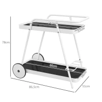 Outsunny Chariot de Service Extérieur, 2 étages, Porte-bouteilles, Cadre en acier, 86,5 x 51 x 78 cm, Noir/Blanc(m-3)