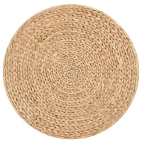 HOMCOM Tabouret de Rangement, Repose-Pieds, Pouf, Boîte de Rangement, Couvercle Amovible, Paille en Rotin, Kaki, Ø43 x 43 cm(m-5)