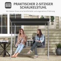 Outsunny Hollywoodschommel, 2-zits, met Dak en Tafel, Metalen Frame, Tot 180 kg, 175x110x165 cm, Zwart(m-7)