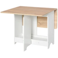 HOMCOM Tavolo Consolle a Ribalta con Vano Mensola, Tavolino da Salotto e Cucina, Tavolo a Ribalta, Pieghevole, Salvaspazio, Color Legno e Bianco, 118x80x72cm(m-17)