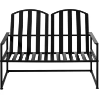 Outsunny Zeitgenössische Gartenbank für 2 Personen mit den Maßen 108L x 63B x 80H cm aus schwarzem epoxidbeschichtetem Metall(m-1)