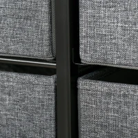 HOMCOM Kommode 7 Schubladen Aufbewahrungsmöbel Stoffschubladen Faltbarer - schwarzes Stahlgestell - 80L x 29B x 78,5H cm, Schwarz und Grau(m-5)