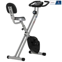 Faltbares Heimtrainer-Fahrrad - Zusammenarbeit Aosom.fr x FFHandball - 8 Stufen magnetischer Widerstand, verstellbare Sattelrückenlehne, Grau(m-6)