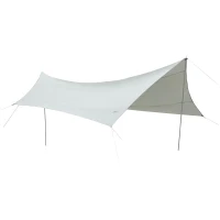 Outsunny Regenschutzplane Sonnensegel Campingplane 5,55L x 5,5B m mit Zwei Hardcore Polyestergewebe High-Density 190T wasserdicht UV-beständig Leicht und Einfach zu Transportieren Grau(m-1)
