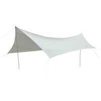 Outsunny Regenschutzplane Sonnensegel Campingplane 5,55L x 5,5B m mit Zwei Hardcore Polyestergewebe High-Density 190T wasserdicht UV-beständig Leicht und Einfach zu Transportieren Grau(m-6)