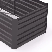Outsunny Plantenbak, Handig Bloembed Voor Het Planten, Verzorgen, Verhoogd Bed, Staal, Donkergrijs(m-9)