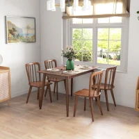 HOMCOM Esstisch Design mit großer Tischplatte für 4-6 Personen aus Holz 120L x 75B x 76H cm(m-2)