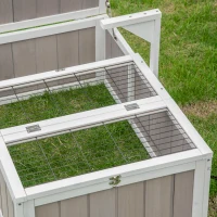 PawHut Haus Gehege für kleine Haustiere Schildkröte mit 2 Räumen Größe 91,5L x 61B x 33H cm - Fichtenholz(m-5)
