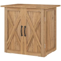 Outsunny Cabanon de jardin, Porte double, Fermetures magnétiques, résistant aux intempéries, bois naturel, 77L x 55l x 72H cm, Marron(m-1)