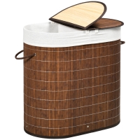 HOMCOM Panier à Linge 100L avec Sac Amovible, Couvercle, 38 cm x 38 cm x 57 cm, Brun