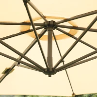Outsunny Freischwebender drehbarer Sonnenschirm Octogonal neigbar 360° mit Kreuzfuß 8 Streben Kurbel inklusive Aluminiumrahmen(m-5)