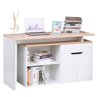 HOMCOM Multifunktionaler Computertisch mit viel Stauraum Doppeltes Fach + Schublade und Schrank aus Holz