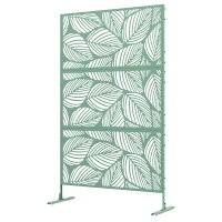 Outsunny Dekorativer grüner Außenwindschutz aus metall mit Pflanzenmotiv - 122 x 45 x 198 cm, grün(m-1)