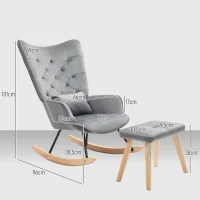 HOMCOM Fauteuil d'accent avec Repose-Pieds, rembourré, dossier haut, Aspect Velours, jusqu'à 150 kg, Gris foncé(m-3)